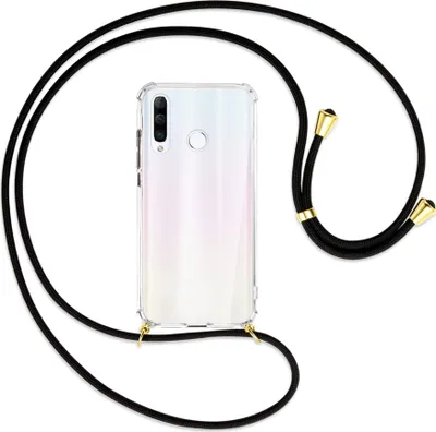 Produktbild von Handykette Backcover-Schutzhülle mit Band (Metall goldfarben) für Huawei P30 Lite - schwarz