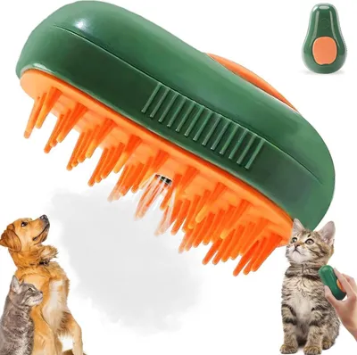 Produktbild von Steamy Cat Brush, 3-in-1-Dampfbürste für Katzen Katzenbürste mit Dampf Hundebürste Haustierbürste Haustier Bürsten Selbstreinigende Zupfbürste, Für Katzen Hunde Massage Selbstreinigung (Grün) | Haustierpflege Katzen Hunde