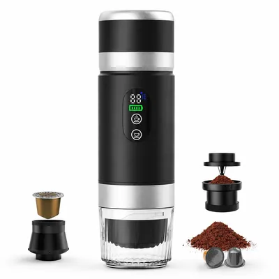 Produktbild von Tragbare Espressomaschine mit Akku, Kapsel Kaffeemaschine 20 Bar, automatische Heizfunktion,USB-C wiederaufladbar,kabellos für Camping,Reisen und Büro