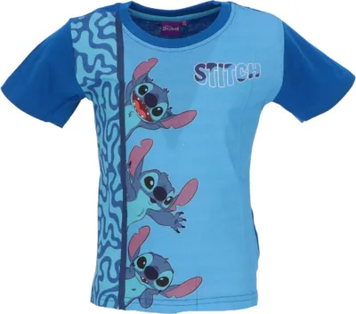 Produktbild von Lilo & Stitch kurzärmeliges Kinder T-Shirt aus weicher Baumwolle Größe 3 Jahre Dunkelblau