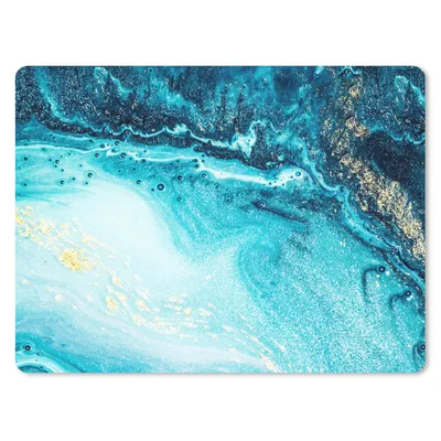 Produktbild von MuchoWow® Mauspad Mousepad Marmoroptik - Blau - Gold - Luxe - Glitzer - Marmor 23x19 cm - Mousepads - Maus Mat - Pad - Mausunterlage - Schreibtischunterlage - Mauspad