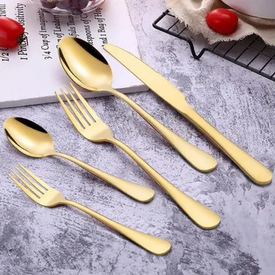 Produktbild von Besteck Set, 30-teilig Besteck für 6 Personen, Besteckset inkl. Messer, Gabel, Löffel, Besteck Edelstahl, Spülmaschinengeeignet, Gold