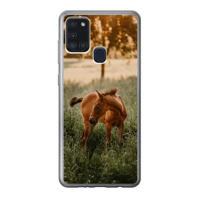 Produktbild von MuchoWow® Handyhülle Schutzhülle Hülle für Samsung Galaxy A21s Pferd - Gras - Baum Silikon Softcase Handy Hülle - Hartschale