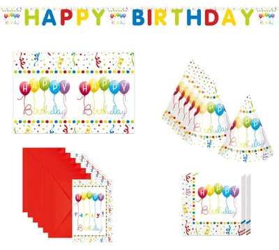 Produktbild von 34-tlg. Happy Birthday Streamers Partyset für Kindergeburtstag