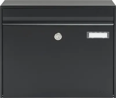 Produktbild von MEFA Briefkasten Stahl pulverbeschichtet BxHxT 385/310/137 mm Vals 101 Tiefschwarz RAL 9005 semimatt Entnahme vorne mit