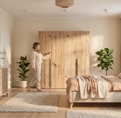 Produktbild von AX LIVING Omodeo Kleiderschrank 200 cm breit – Artisan-Eiche mit WingLine-System
