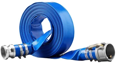 Immagine prodotto di Tubo industriale VEVOR 50,8 mmx15,24 m tubo piatto Tubo antincendio in PVC 58 PSI (4 bar) pressione di esercizio tubo per acque reflue 174 PSI (12 bar) pressione di scoppio tubo da costruzione con connessioni Camlock C/E, 4 morsetti