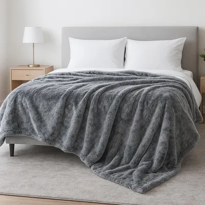 Produktbild von Kuscheldecke, 150x200 cm, Flauschige Wohndecke in Felloptik, Weiche Plüschdecke für Sofa & Bett, Grau