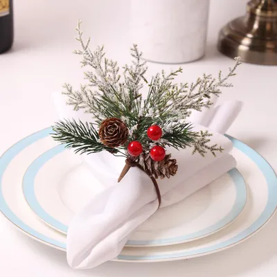 Produktbild von 6 Stück Weihnachtsbaum Dekorationen, Weihnachten Serviettenringe,Weihnachtsmann Weihnachtsanhänger für Weihnachten