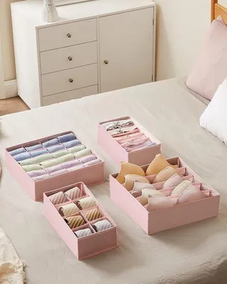 Produktbild von Famanu Aufbewahrungsboxen Set – Faltbar, für Schrank, 4er Set, Rosa