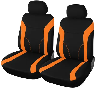 Produktbild von Upgrade4cars Auto-Sitzbezüge Vordersitze Orange Schwarz | Auto-Sitzschoner Set Universal für Fahrersitz & Beifahrer | Auto-Zubehör Innenraum