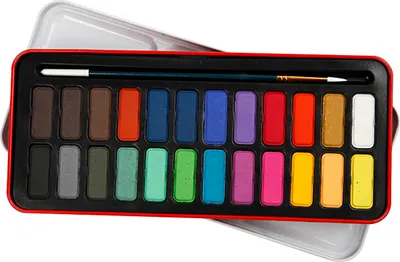 Produktbild von Creativ Company Aquarellfarben Set - 24 Farben Wasserfarbpalette mit Pinsel