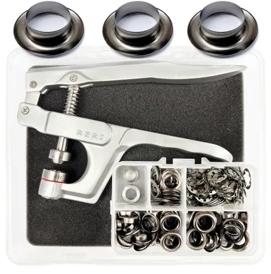 Ösen-Set mit Zange, 10 mm, schwarz, 50 Stück