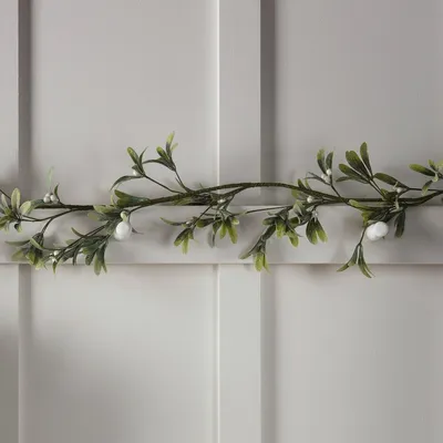 Künstliche Mistelgirlande 1,5 m, 50 warmweiße LEDs, batteriebetrieben