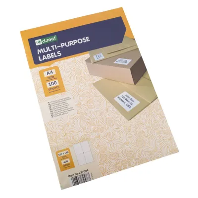 Obrázok produktu pre SAMOLEPIACE ETIKETY A4 – 4 etikety 105 × 148 mm, 100 listov