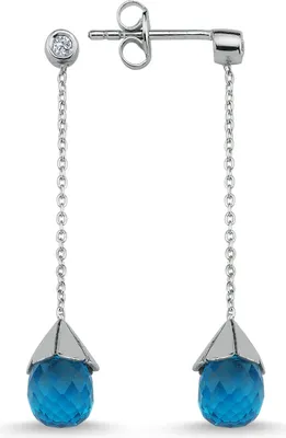 Produktbild von Drop Topas Diamant Ohrhänger 14 Karat Weißgold