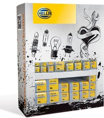 Produktbild von HELLA Glühlampen Sortiment Satz Halogen 24V H1 H3 H4 H7 C5W W5W P21W P21/5W R5W R10W T4W W1,2W Sockelglühlampe
