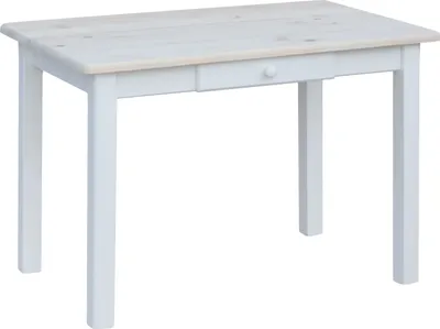 Obrázek produktu pro Bílý stůl se zásuvkou z masivního borovicového dřeva s nelakovanou deskou 100 x 60 cm