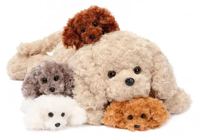Productafbeelding van Pluche Hond Speelgoed - Moederhond met 4 Puppies - 60 cm
