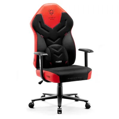 Zdjęcie produktu dla DIABLO Fotel Gamingowy Obrotowy Materiałowy | Poduszka Lędźwiowa Pianka HR Podłokietniki Regulowane Siedzisko | X-Gamer | Deep Red