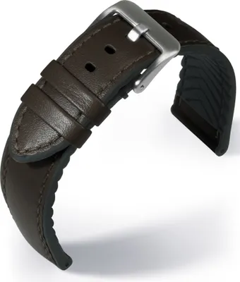 Produktbild von Eulit Eutec Waterproof Uhrenarmband Silikon/Leder Materialmix braun , Stegbreite:22mm, Schließe:Silbern