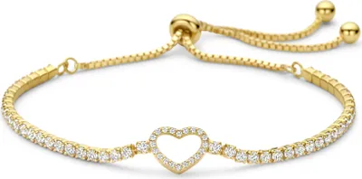 Produktbild von New Bling - 9NB-1561 - zilveren armband verstelbaar met hart - 925 sterling silver - gold plated