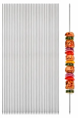 Produktbild von 50er Set Schaschlikspieße Edelstahl 33 cm – Grillspieße rostfrei rund – BBQ Fleischspieße für Grill, Mangal & Outdoor