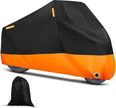Image de Housse d'extérieur pour moto en hiver - Tissu Oxford 210D - Imperméable et résistante au soleil - 4 bandes réfléchissantes - Fentes d'aération - Taille XXL : 245 x 105 x 125 cm - Housse pour moto