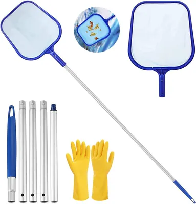 Produktbild von Famanu Skimnetz mit teleskopierbarem Griff 122 cm - Fijnmaziges Schwimmbadnetz für Algen