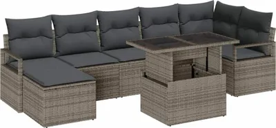Immagine prodotto di vidaXL Set di divani da giardino con cuscini 8 pezzi Grigio