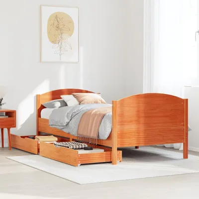 Produktbild von Massivholzbett ohne Matratze Wachsbraun 75x190 cm Kiefernholz, Klassische Betten 2024 Neu DesignMöbel