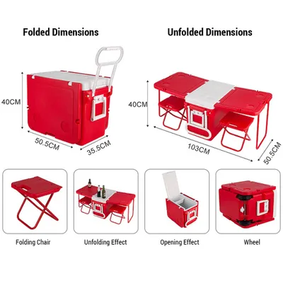 Produktbild von 32L Rolling Cooler Ice Chest Camping Outdoor Picnic Przenośne pudełko termoizolacyjne