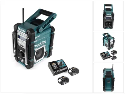 Zdjęcie produktu dla Makita DMR 112 RT akumulatorowy radiotelefon budowlany 7,2 - 18V Bluetooth DAB+ + 2x akumulator 5,0Ah + ładowarka