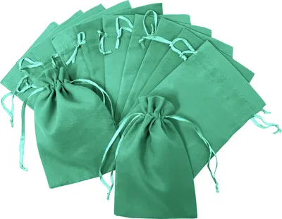 Produktbild von Oblique Unique 12 Baumwollsäckchen Baumwollbeutel mit Zugband Stoffsäckchen für Geschenke als Deko Weihnachten minze