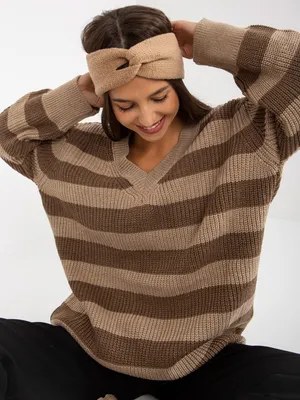 Produktbild von Rue Paris Klassischer Pullover für Frauen Amena dunkelbeige Universal