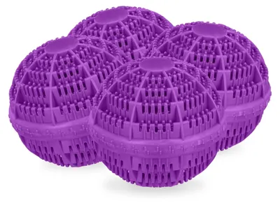 Image de Relaxdays, lot de 4 boules de lavage pour machine à laver, écologiques, douces pour la peau, lavage sans lessive, violet