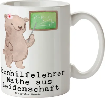 Produktbild von Mr. & Mrs. Panda Tasse Nachhilfelehrer Mathe Leidenschaft - Weiß - Geschenk, Teetasse, Trinkbecher, Lustig, Nachhilfe, Kaffeetasse, kaffeebecher bedruckt, Henkelbecher