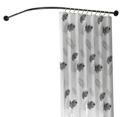 Imagen del producto de Soporte para cortina de ducha sin necesidad de taladrar, en forma de L y con longitud ajustable de 90 a 130 cm