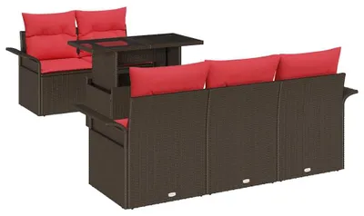 Obrázek produktu pro vidaXL Zahradní set sedaček, 6 kusů, hnědá barva [Syntetický materiál]: Polyratan