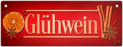 Produktbild von Glühwein Metallschild L in 10,5x28cm in rot