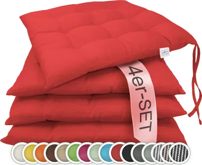 Produktbild von Sitzkissen Stuhlkissen 4er Set, ca. 40x40 cm, rot