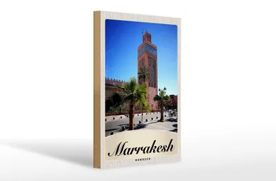 Produktbild von Holzschild Reise 20x30cm Marrakesch Marokko Kultur Moschee