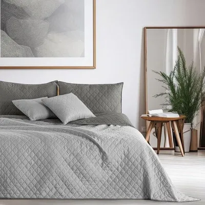 Zdjęcie produktu dla Unyqoos® dwustronny pled na łóżko (170 x 210 cm), 100% poliester, miękki i ciepły, łatwy w pielęgnacji, pikowany wzór, można prać w temperaturze 30°C