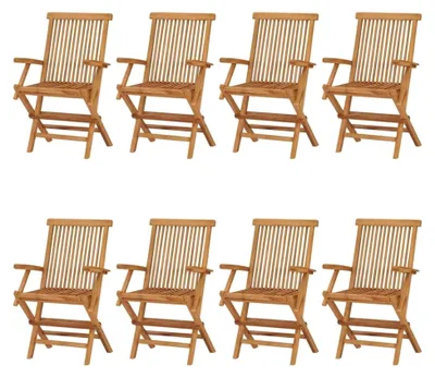 Produktbild von Gartenstühle 8 Stück aus massivem Teakholz
