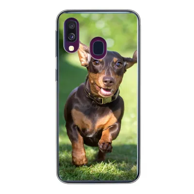 Produktbild von MuchoWow® Handyhülle Schutzhülle Hülle für Samsung Galaxy A40 Ein sprintender Dackel Silikon Softcase Handy Hülle - Handy-Tasche