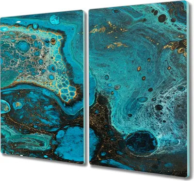 Produktbild von Coloray Herdabdeckplatte 2x30x52 cm Schneidebrett Kochplattenabdeckung Küchenbrett Hackbrett - Abstraction Flüssigkeit