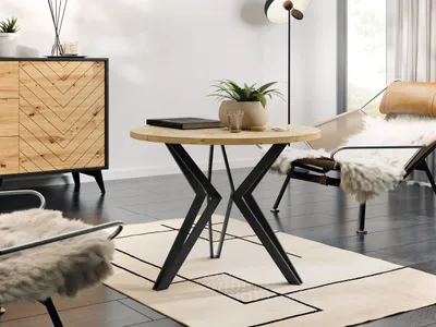 Image de Table basse ronde BURNET 2 – chêne artisan / noir