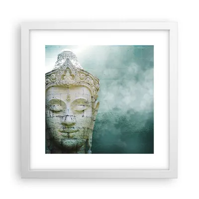 Produktbild von Gerahmtes Poster - Weißer Rahmen - Buddha Grafik Türkis - 30x30 cm - Wand Bild - Wanddeko - Wandbilder - Kunstposter - Wandposter - Bilderrahmen - Bilder - Kunstdruck - Wandbild - P2WAC30x30-4342