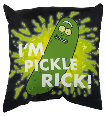 Produktbild von Rick and Morty Kissen - Pickle Rick Dekokissen Sitzkissen Zierkissen Kopfkissen Schwarz 40 x 40 cm