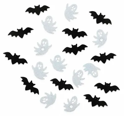 Halloween Tischdeko 18-tlg. Fledermaus & Geist aus Holz
